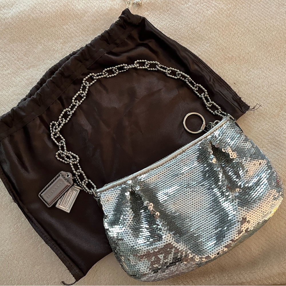 COACH rare special edition silver sequin evening bag